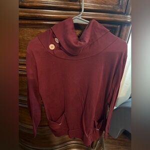 Women's Burgundy Sweater with Button Detail